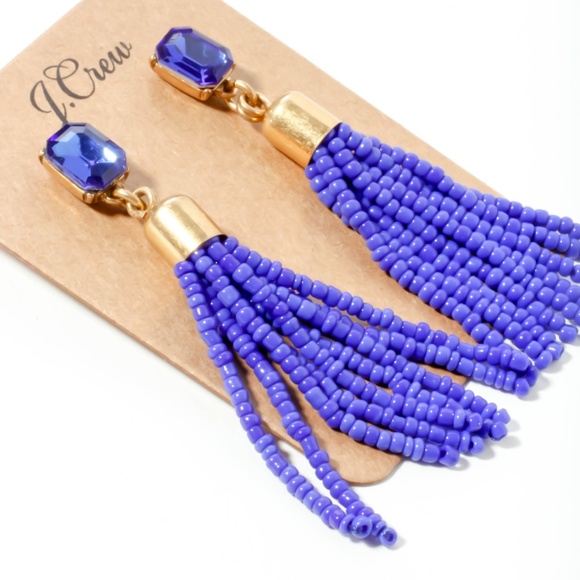 Jcrew blue beads tussle crystal earrings - Picture 2 of 5